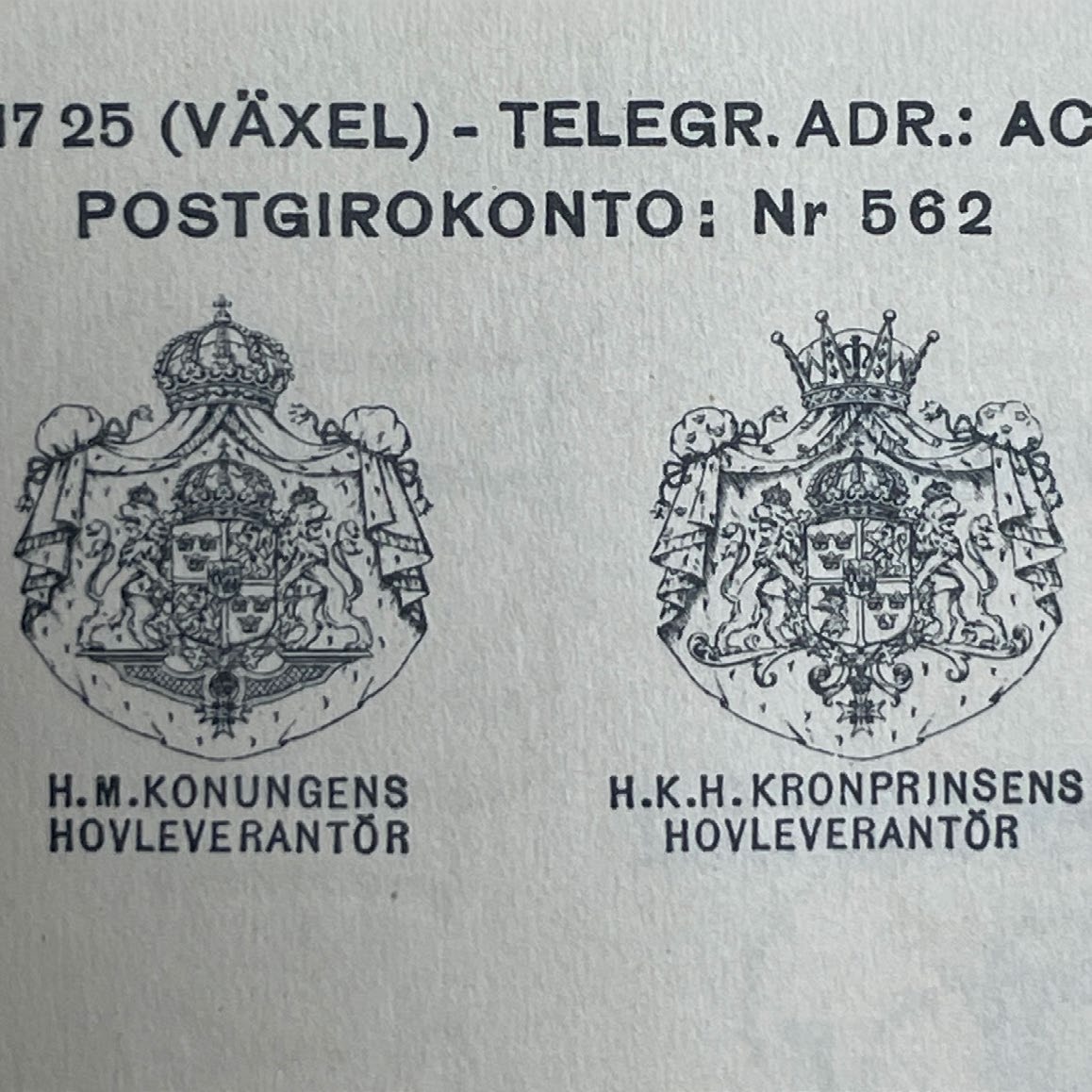 Letterhead from Ackumulator-Fabriksaktiebolaget Tudor