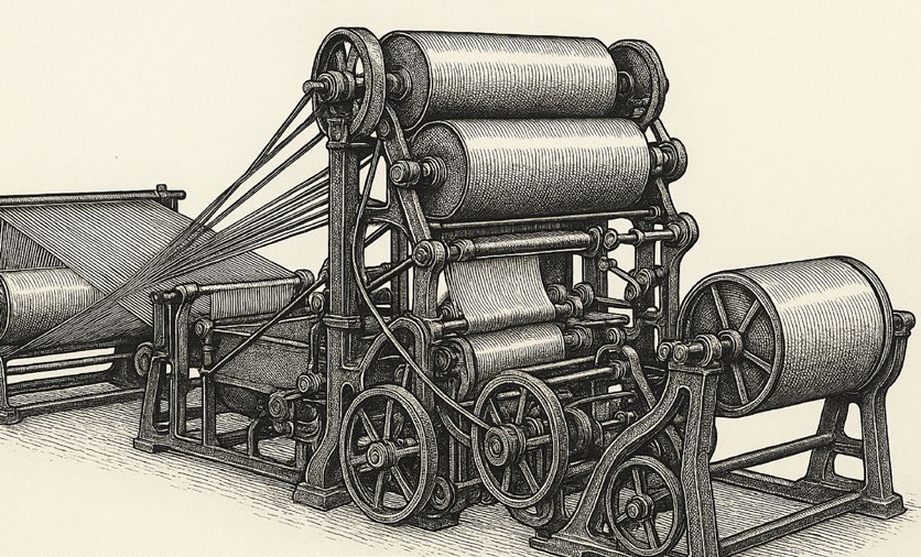 A sizing machine installed in a textile mill, Bombay