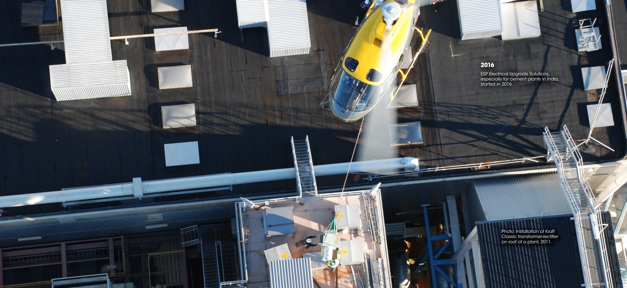 Installation of Kraft Classic transformer-rectifier on the roof of a plant, 2016
