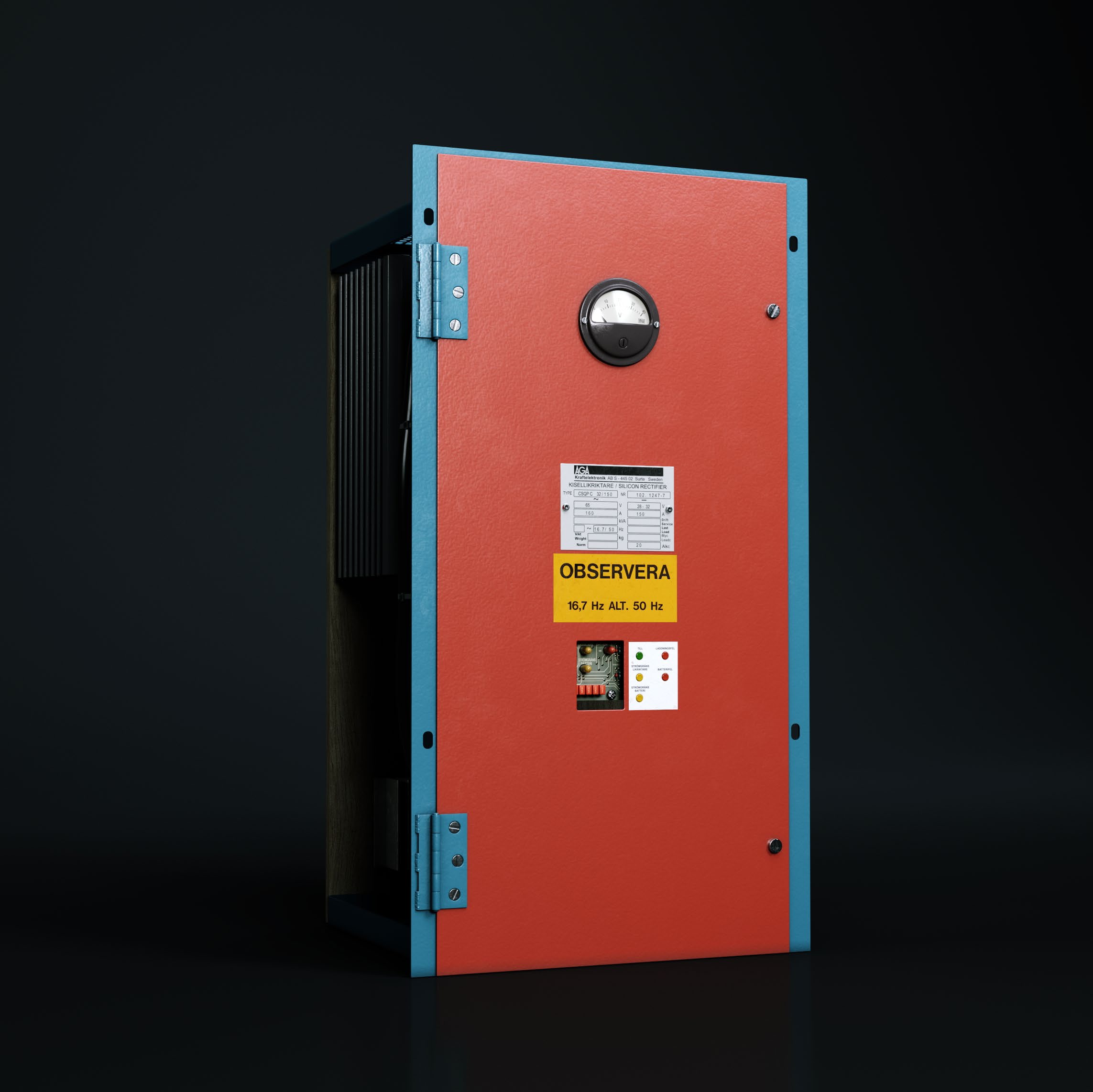 Red Kraftelektronik silicon rectifier — 16⅔ / 50 Hz, opening the Innovation chapter