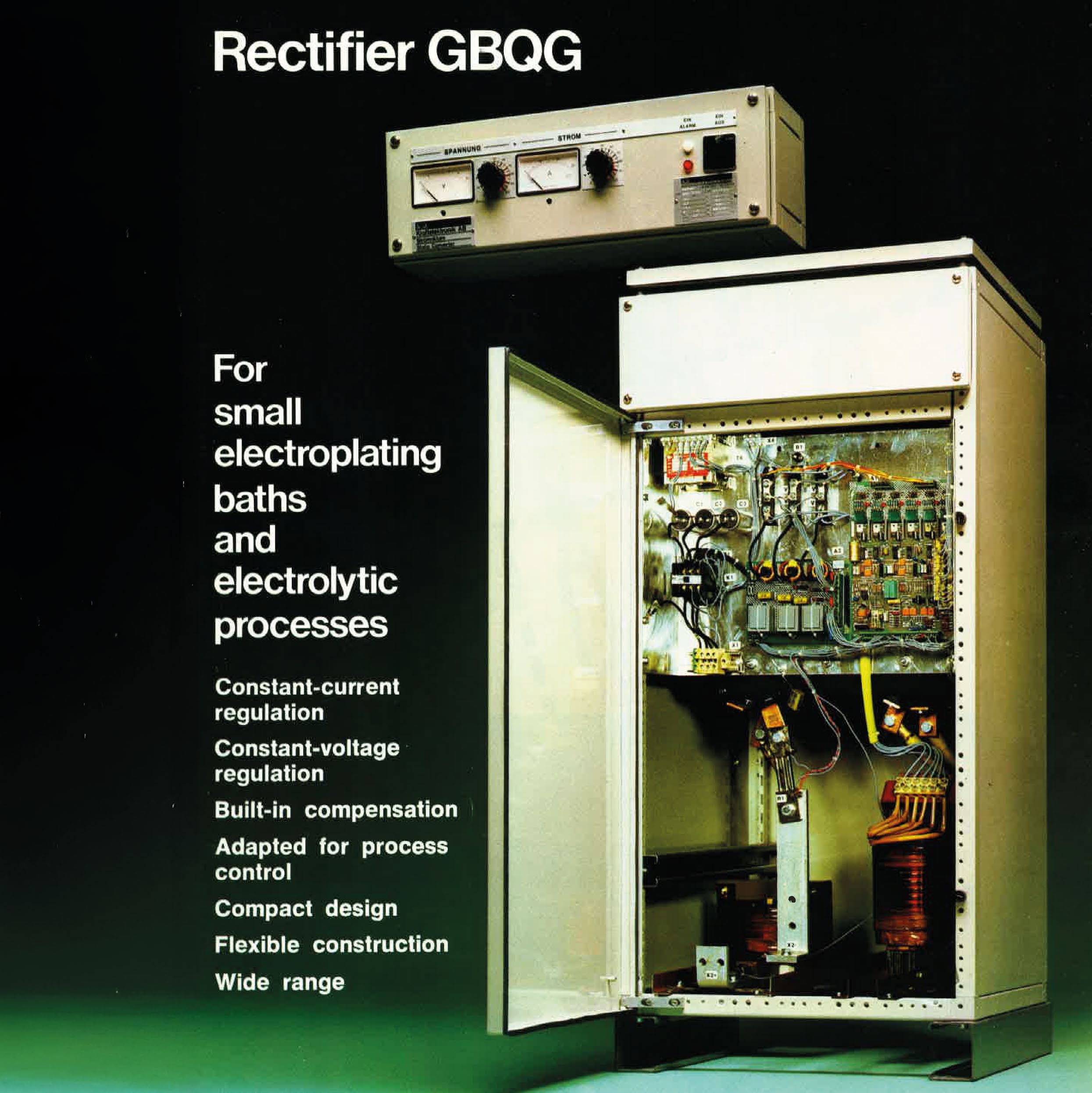 Rectifier GBQG cabinet — for small electroplating baths and electrolytic processes