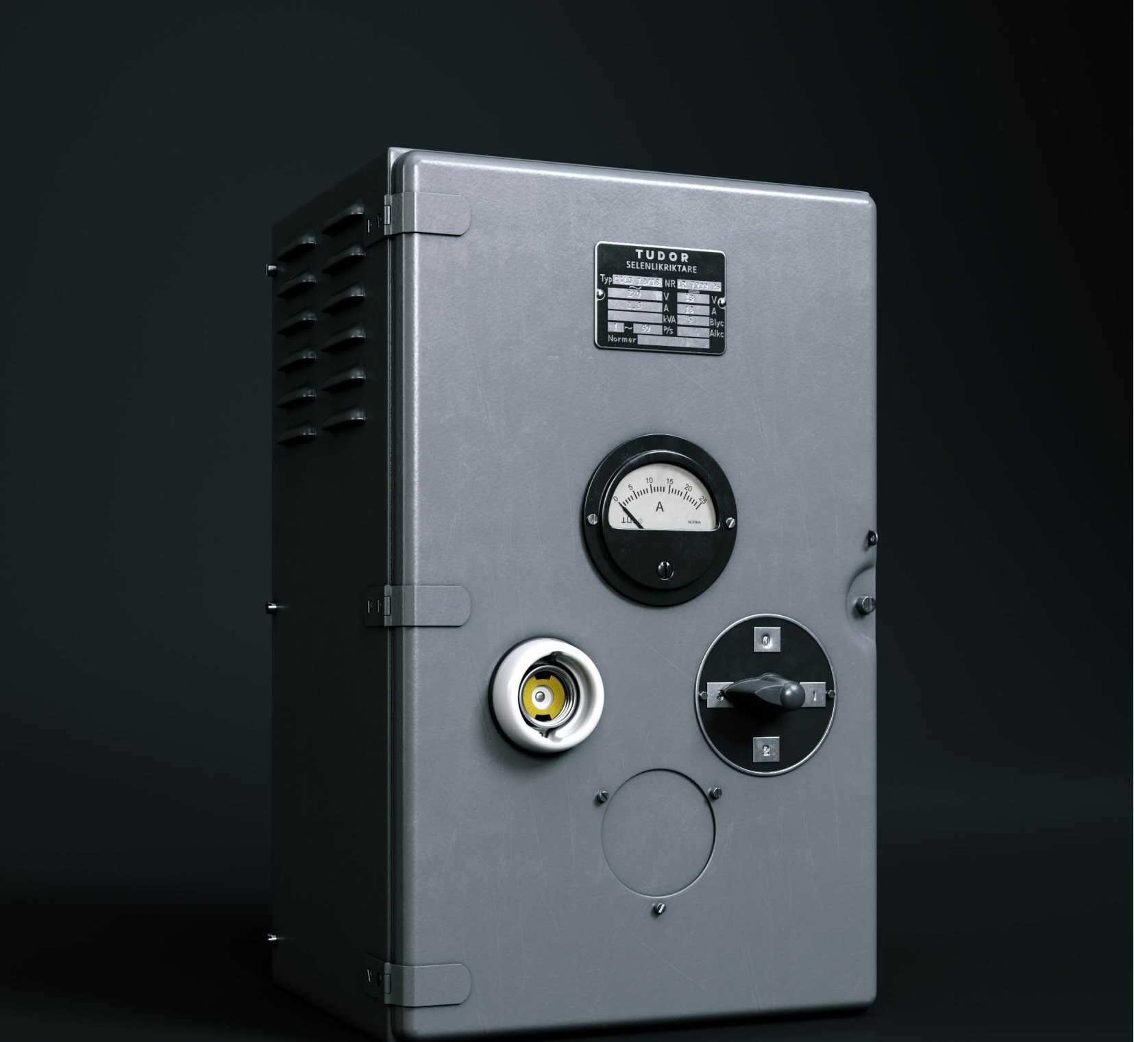 Brochure spread — Transformer-regulated rectifier HBMG for smaller galvanic baths, 1970s