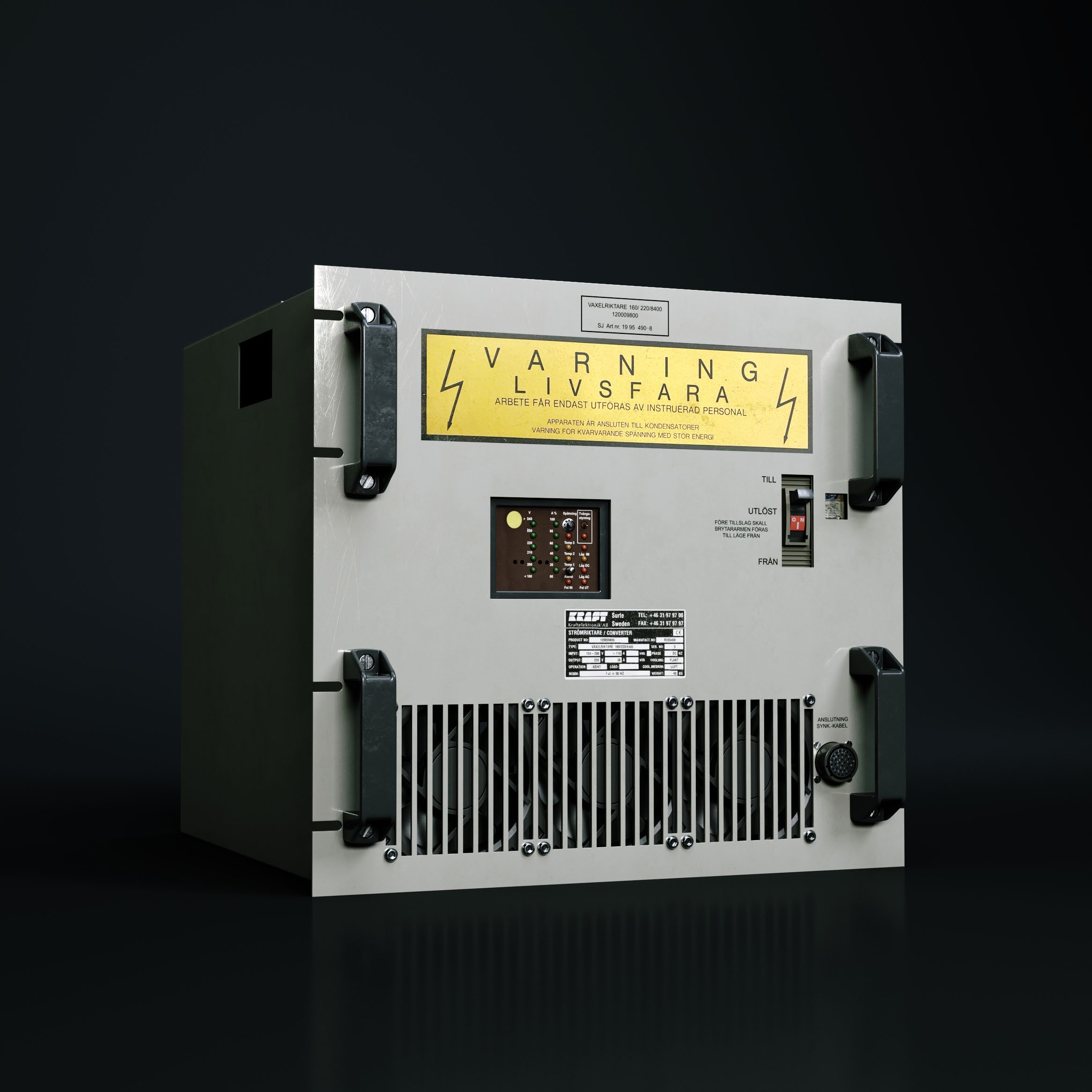 KRAFT strömriktare / converter — VARNING LIVSFARA, the rectifier that opens the Global Reach chapter